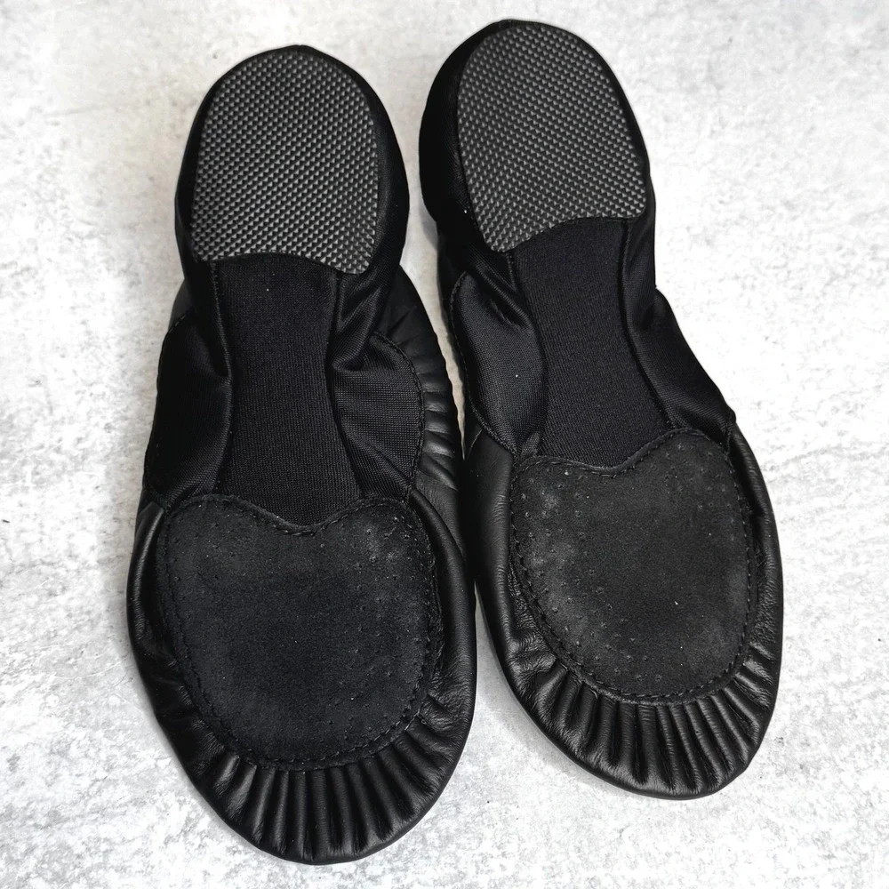 Bloch Black Leather Split Sole Jazz Shoes Womens Size 8.5 / Fit 8 Slip On Dance